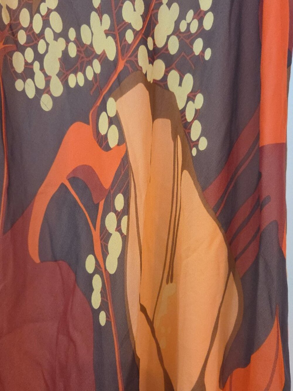 Theory Y2K 100% Silk Slip Dress Sz 6 Abstract Geo Print Brown Orange Cream - Picture 4 of 8